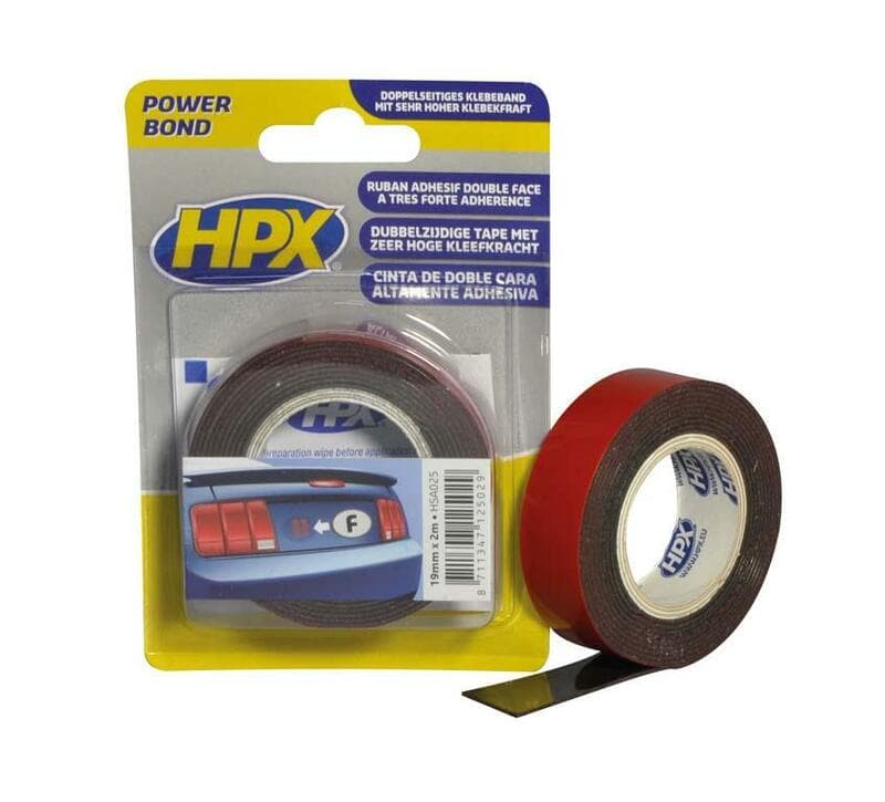 Hpx Double Sided Tape Zwart 19mm X 2m