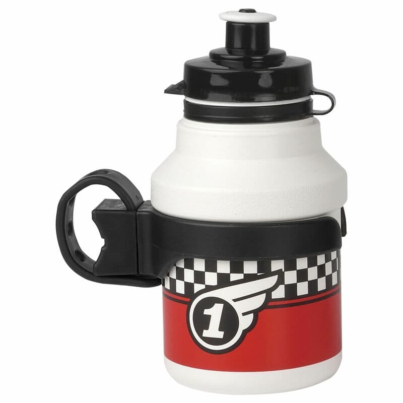 Polisport Water Bottle Race + Rotative Bottle Cage White Clip On Cap 350ml