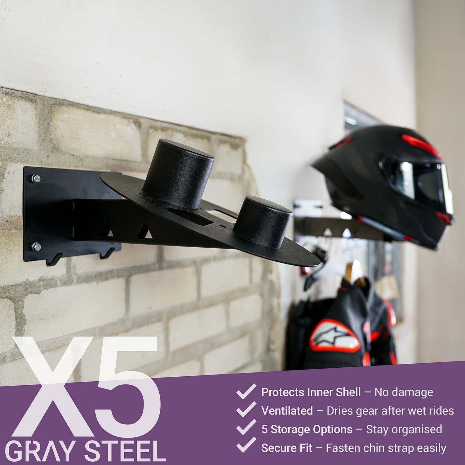 Grijs Staal X5 Helm & Gear Wall Mount Zwart Mat