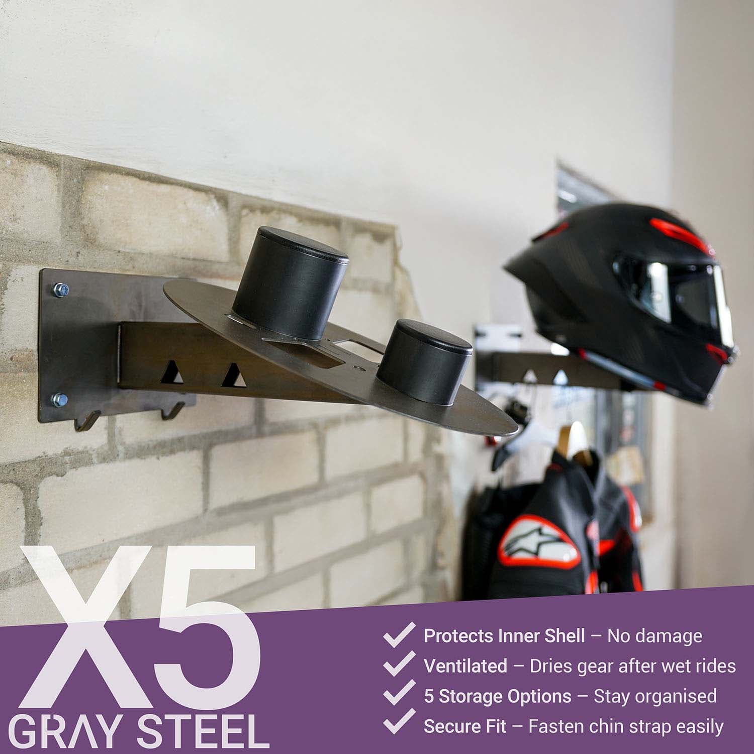 Grijs Staal X5 Helm & Gear Wall Mount Gun Metal