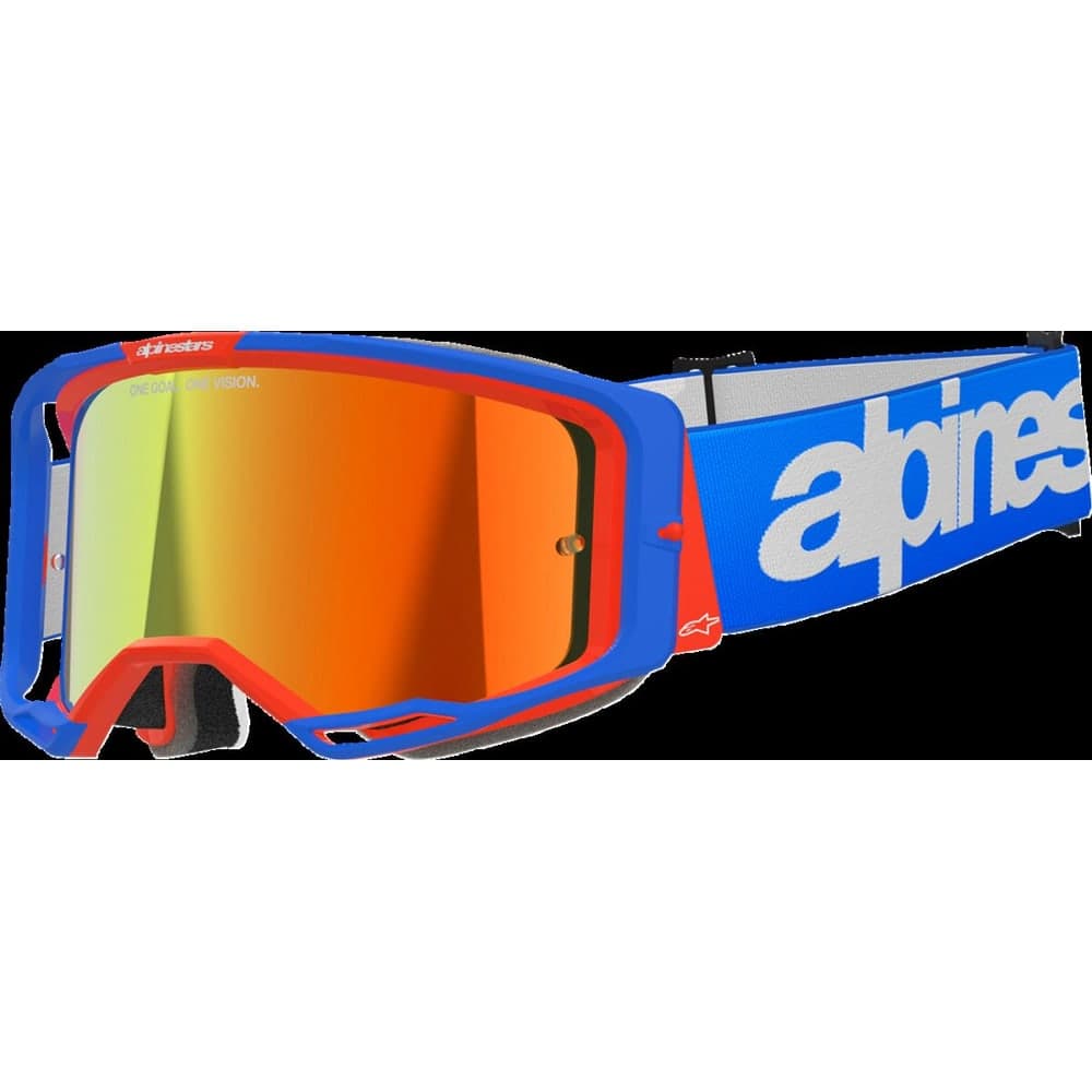 Alpinestars Crossbril Vision 8 Wordmark Blauw/Oranje/Mir Rood