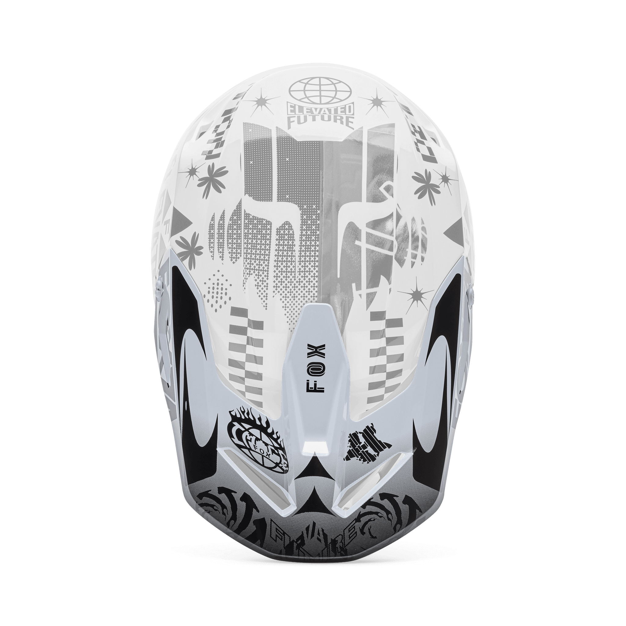 Fox V1 Helmklep - Image Cosmo Wit/Zwart