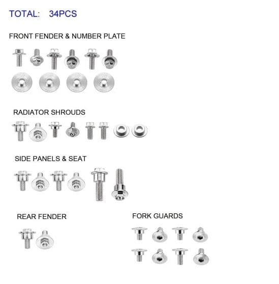 TMV Plastic Fast. Bolt Kit CRF250R 18- CRF450R 18-.. (34pcs)