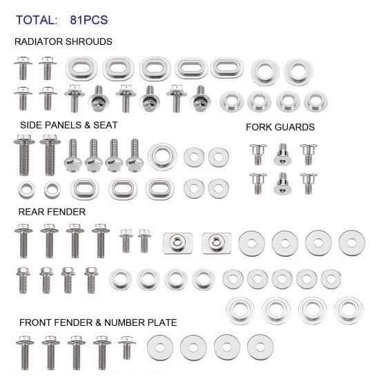 TMV Plastic Fast. Bolt Kit YZ250F 19-.. YZ450F 18-.. (81Pcs)