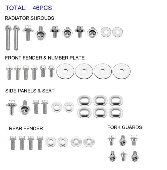TMV Plastic Fast. Bolt Kit RMZ250 19-.. RMZ450 18-.. (46Pcs)