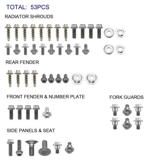 TMV Plastic Fast. Bolt Kit SX/F 16-.. EXC 17-.. (53Pcs)