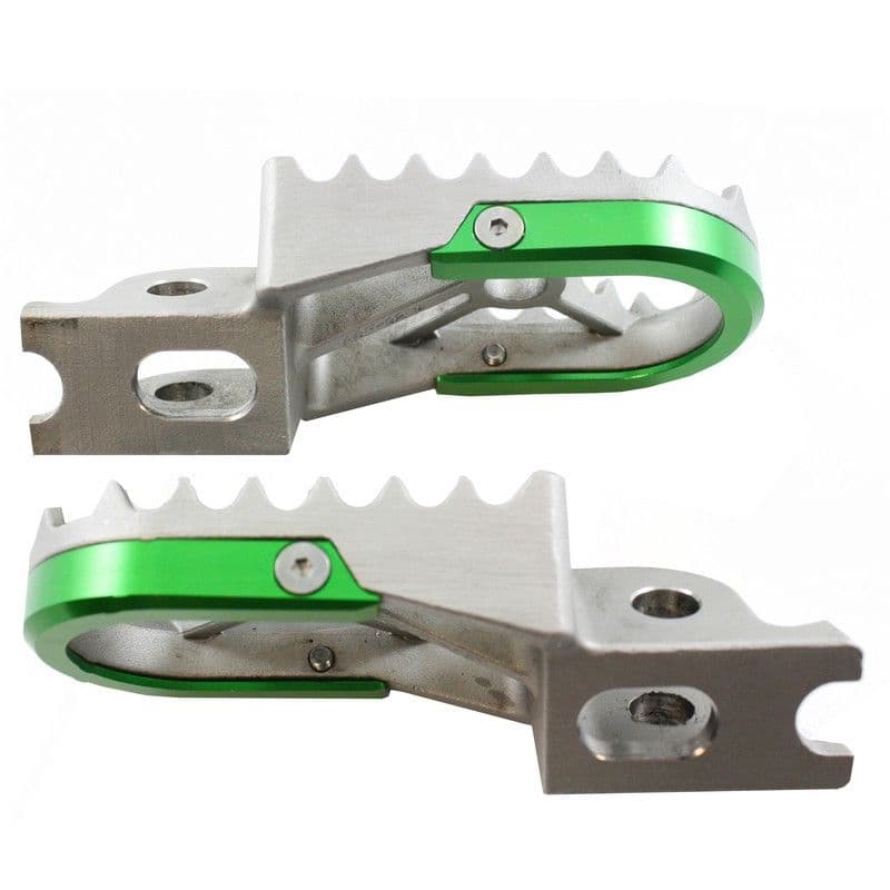 *TMV Footpegs Kawasaki Staal met Groen Aluminium U-plate