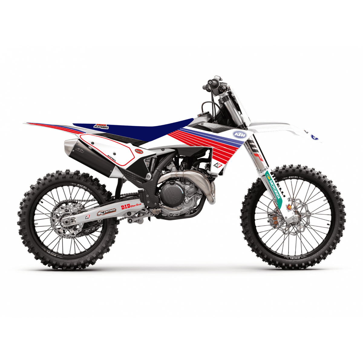 Blackbird Decal Kit + Seatc. Retro Past op KTM 23 Blauw