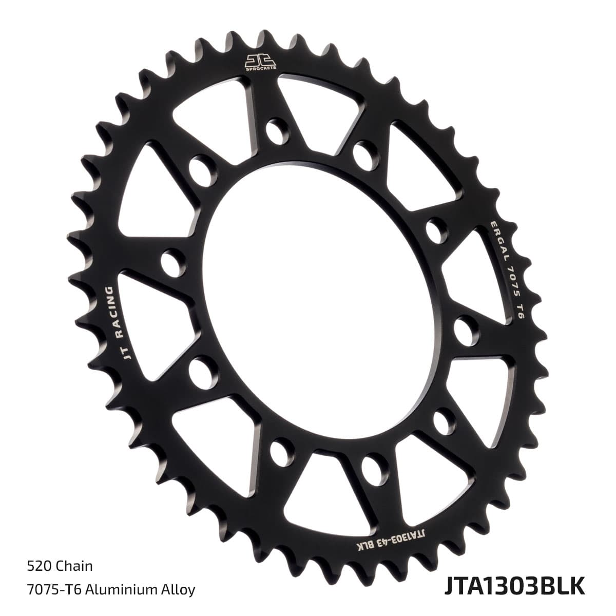 JT Aluminium achtertandwiel 7075 T6 Zwart JTA1303.42BLK