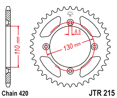 JT Aluminium achtertandwiel 7075 T6 Rood JTA215.56RED