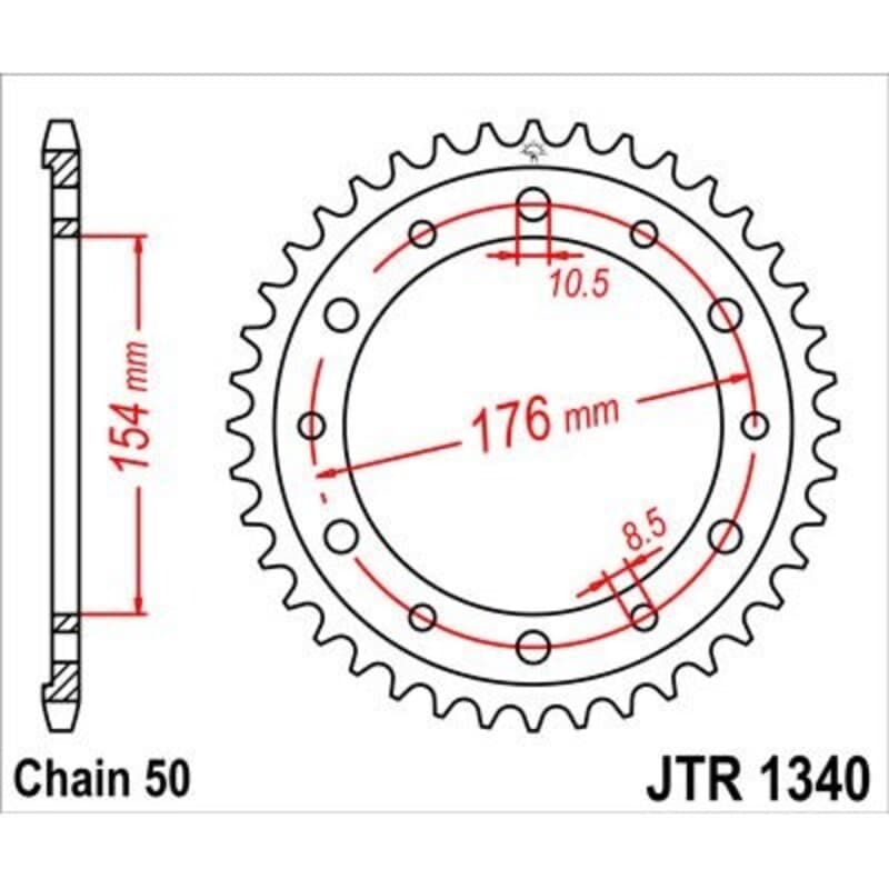 JT Rear Sprocket ZBK - Schwarz Zinc R1340.43ZBK