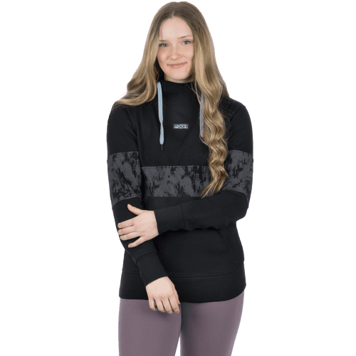 FXR Women Stripe Po Hoodie 24 Zwart/Asphalt Fiber