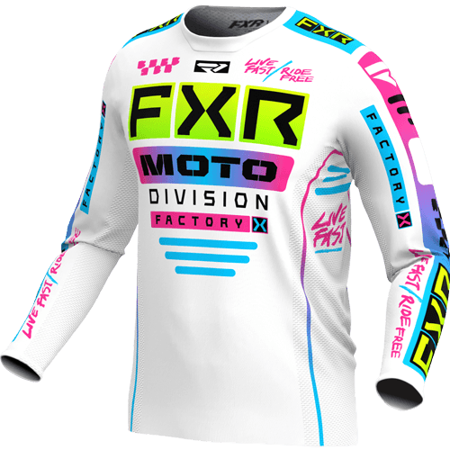 FXR Podium Glad. Mx Shirt 24 Wit/Candy