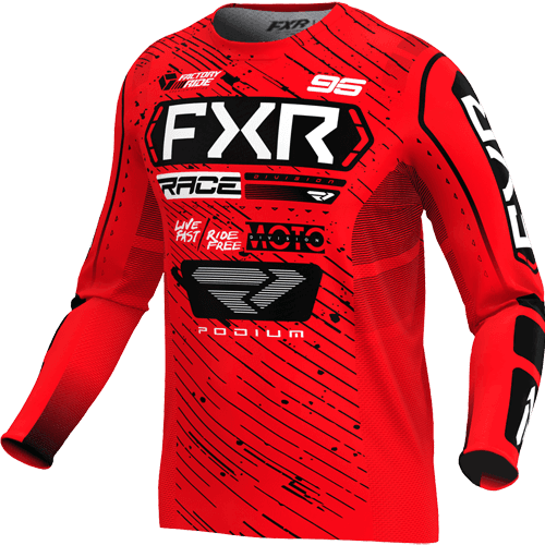 FXR Youth PODIUM MX JERSEY 25 Rot/Schwarz