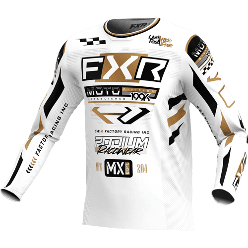 FXR Jeugd PODIUM GLADIATOR MX SHIRT 25 WH/Zwart/GOUD