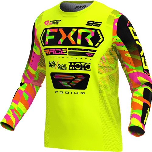 FXR PODIUM MX JERSEY 25 HIVIS/SHERBET Camo