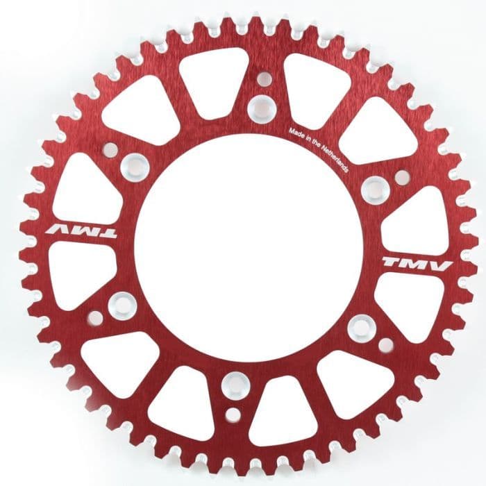TMV Achtertandwiel Aluminium. SX+F 90-.. Husqvarna 14-.. GG Rood