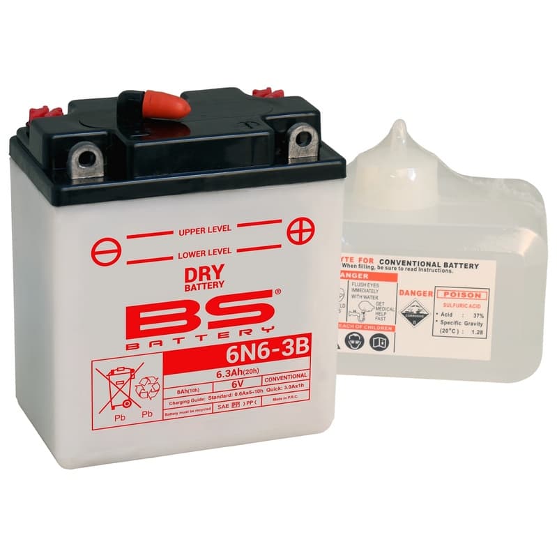 Bs Battery Accu Conventional met Acid Pack - 6n6-3b