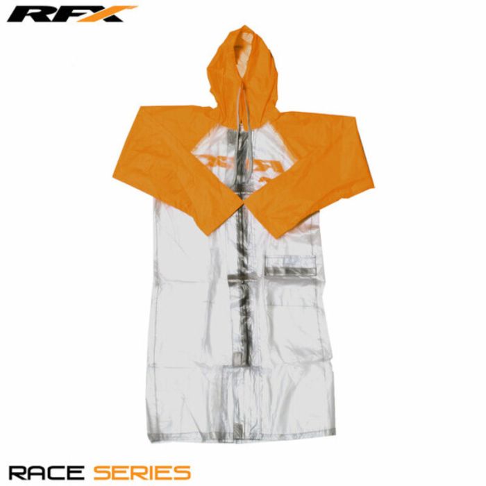 RFX Race Rain Coat Long (Clear/Orange) Size Adult 2XLarge