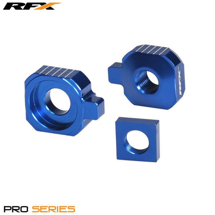RFX Pro 2 Rear Axle Adjuster Blocks (Blue) - Husqvarna TC85