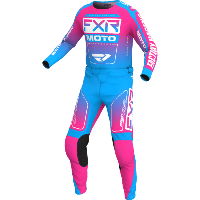 FXR Kids Clutch Mx Cyan/E-Pink Gear Combo