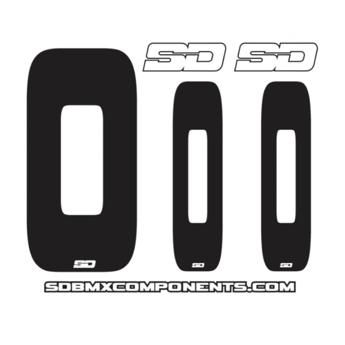 SD Front + 2 Side plate numbers and SD logo sticker kit Black